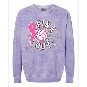 Spike Out Breast Cancer Warrior Volleyball Pink Ribbon Colorblast Crewneck Sweatshirt