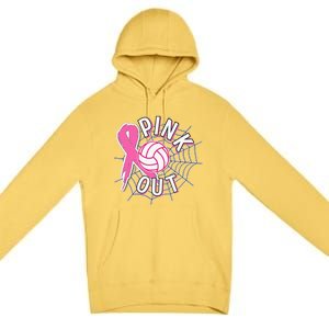 Spike Out Breast Cancer Warrior Volleyball Pink Ribbon Premium Pullover Hoodie