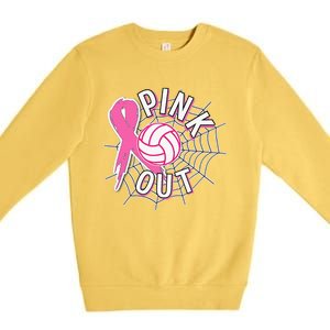 Spike Out Breast Cancer Warrior Volleyball Pink Ribbon Premium Crewneck Sweatshirt