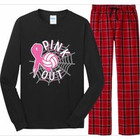 Spike Out Breast Cancer Warrior Volleyball Pink Ribbon Long Sleeve Pajama Set