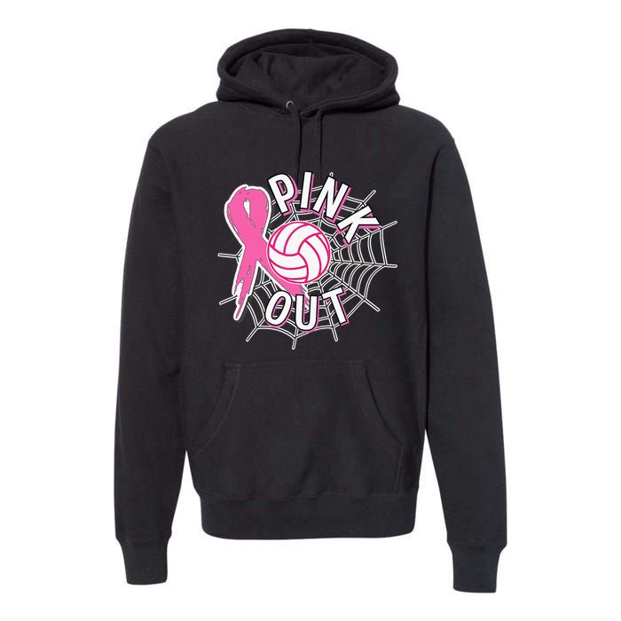 Spike Out Breast Cancer Warrior Volleyball Pink Ribbon Premium Hoodie