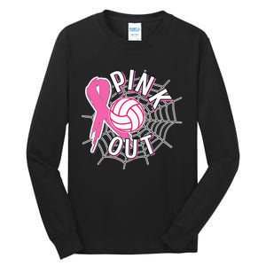 Spike Out Breast Cancer Warrior Volleyball Pink Ribbon Tall Long Sleeve T-Shirt