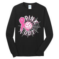 Spike Out Breast Cancer Warrior Volleyball Pink Ribbon Tall Long Sleeve T-Shirt