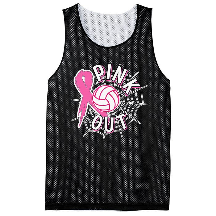 Spike Out Breast Cancer Warrior Volleyball Pink Ribbon Mesh Reversible Basketball Jersey Tank