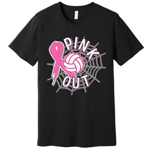 Spike Out Breast Cancer Warrior Volleyball Pink Ribbon Premium T-Shirt