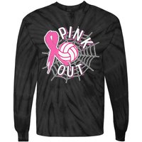 Spike Out Breast Cancer Warrior Volleyball Pink Ribbon Tie-Dye Long Sleeve Shirt