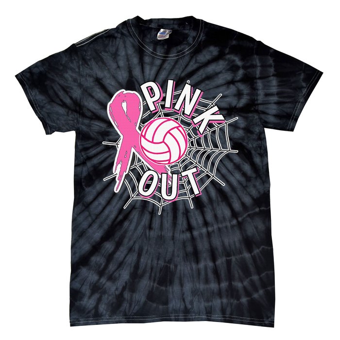 Spike Out Breast Cancer Warrior Volleyball Pink Ribbon Tie-Dye T-Shirt