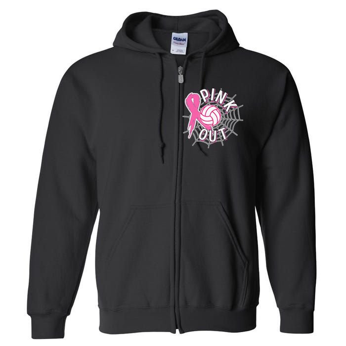 Spike Out Breast Cancer Warrior Volleyball Pink Ribbon Full Zip Hoodie