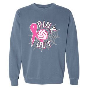 Spike Out Breast Cancer Warrior Volleyball Pink Ribbon Garment-Dyed Sweatshirt