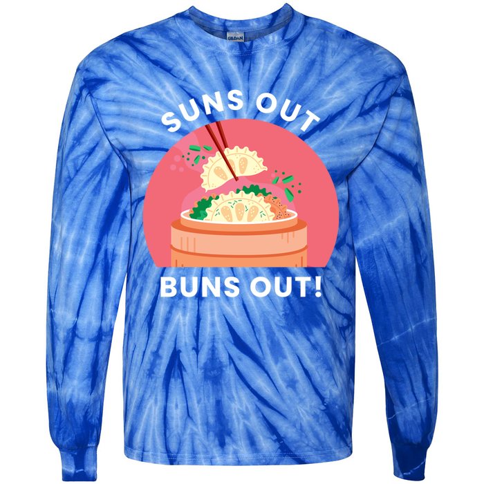 Suns Out Buns Out Funny Kawaii Dumplings Lover Graphic Gift Tie-Dye Long Sleeve Shirt