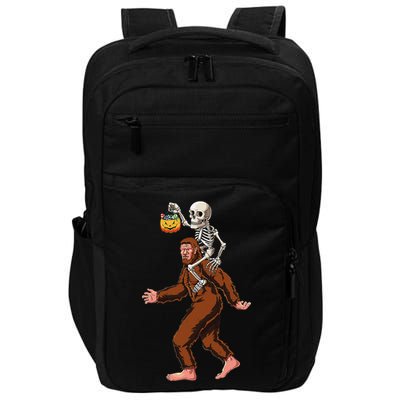 Skeleton On Bigfoot Funny Sasquatch Yeti Halloween Costume Impact Tech Backpack