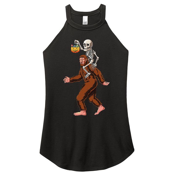 Skeleton On Bigfoot Funny Sasquatch Yeti Halloween Costume Women's Perfect Tri Rocker Tank
