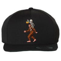 Skeleton On Bigfoot Funny Sasquatch Yeti Halloween Costume Wool Snapback Cap