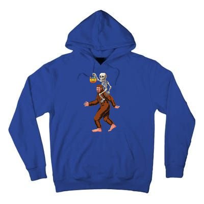 Skeleton On Bigfoot Funny Sasquatch Yeti Halloween Costume Tall Hoodie