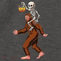 Skeleton On Bigfoot Funny Sasquatch Yeti Halloween Costume Vector Backpack