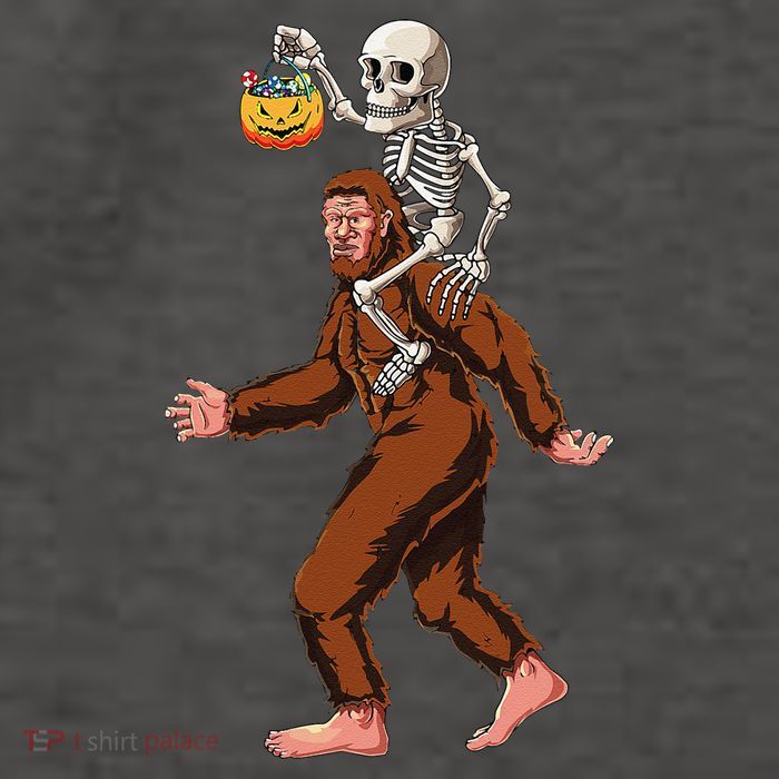Skeleton On Bigfoot Funny Sasquatch Yeti Halloween Costume Vector Backpack