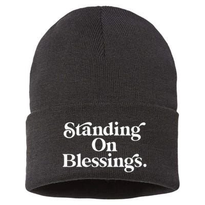 Standing On Blessings Religious Statement Praise God Inspire Sustainable Knit Beanie
