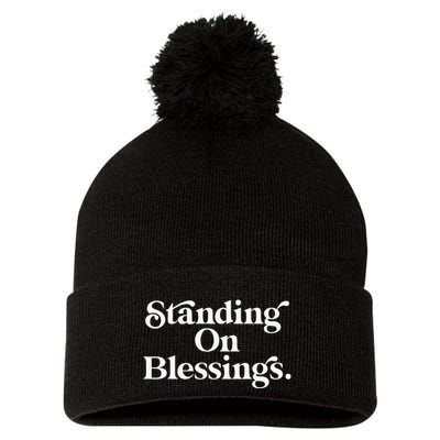Standing On Blessings Religious Statement Praise God Inspire Pom Pom 12in Knit Beanie