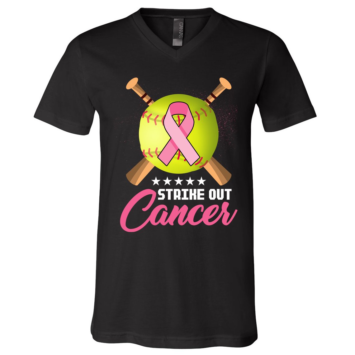 Strike Out Breast Cancer Awareness Baseball V-Neck T-Shirt