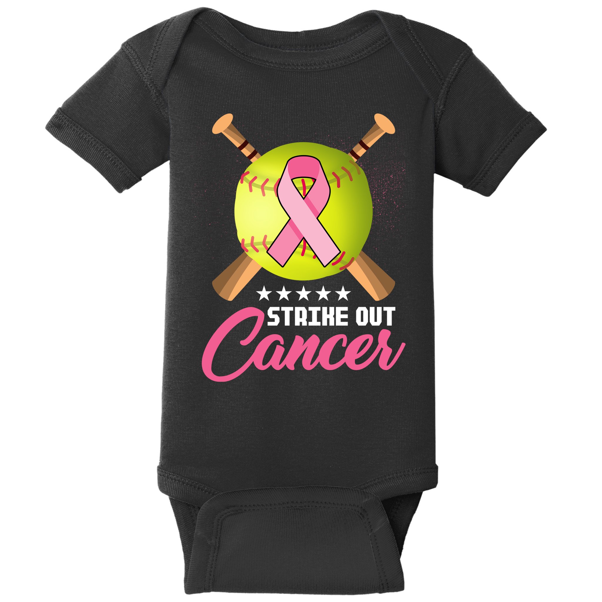 Strike Out Breast Cancer Awareness Baseball Baby Bodysuit