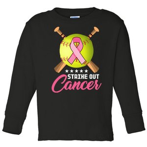 Strike Out Breast Cancer Awareness Baseball Toddler Long Sleeve Shirt