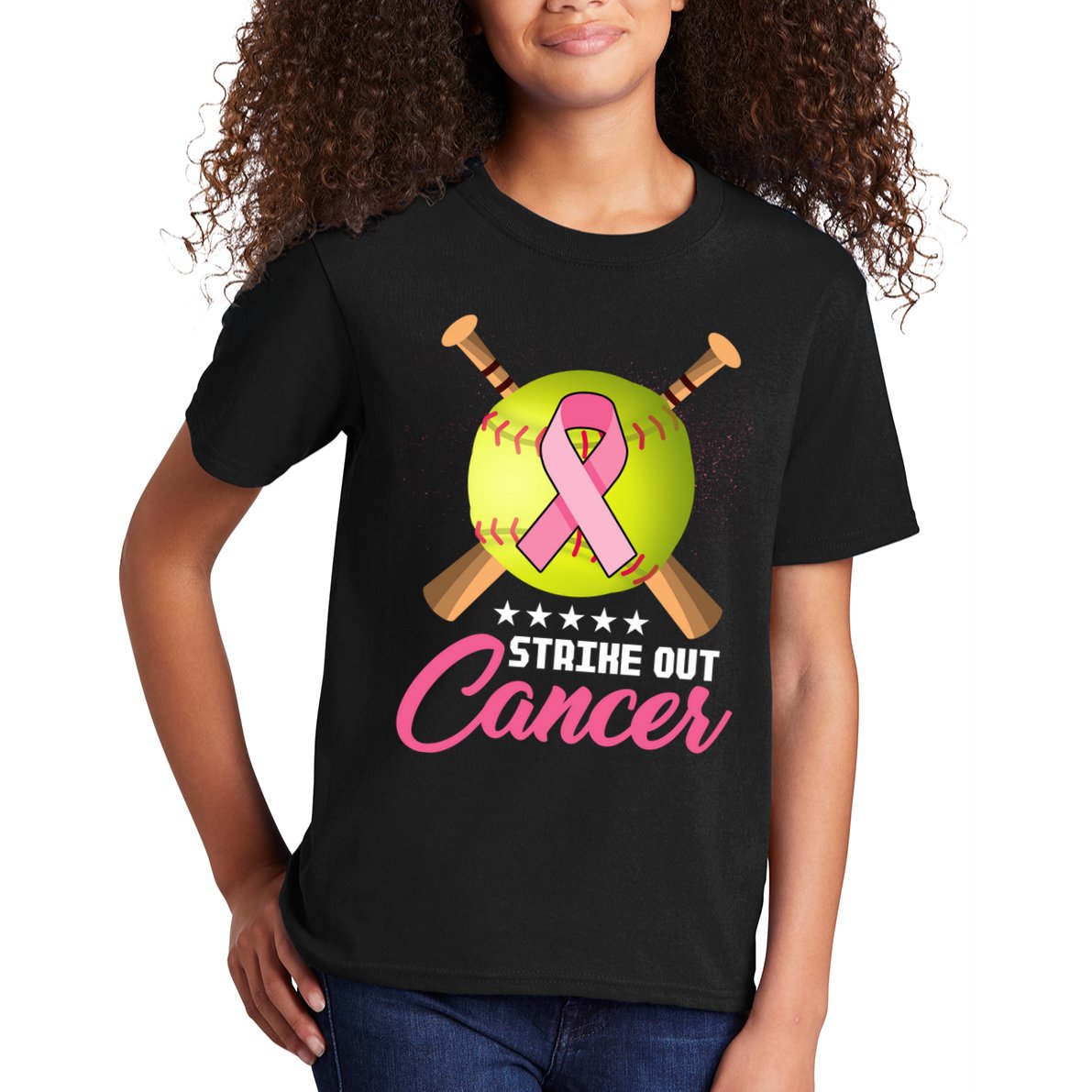 Strike Out Breast Cancer Awareness Baseball Kids T-Shirt