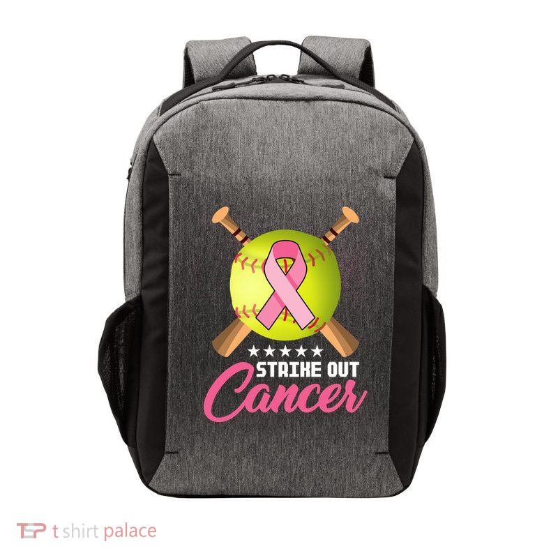 Strike Out Breast Cancer Awareness Baseball Vector Backpack