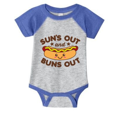 Suns Out Buns Out Hot Dog Kawaii Summer Vintage Foodie Great Gift Infant Baby Jersey Bodysuit
