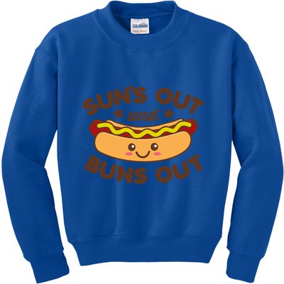 Suns Out Buns Out Hot Dog Kawaii Summer Vintage Foodie Great Gift Kids Sweatshirt