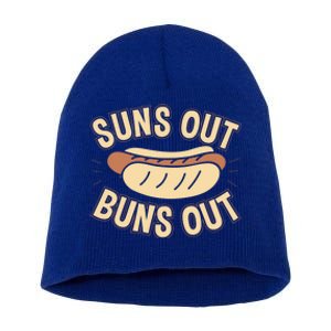 Suns Out Buns Out Hot Dog Pun Food Lovers Gift Short Acrylic Beanie