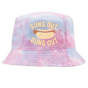 Suns Out Buns Out Hot Dog Pun Food Lovers Gift Tie-Dyed Bucket Hat