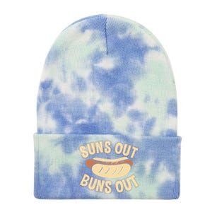 Suns Out Buns Out Hot Dog Pun Food Lovers Gift Tie Dye 12in Knit Beanie