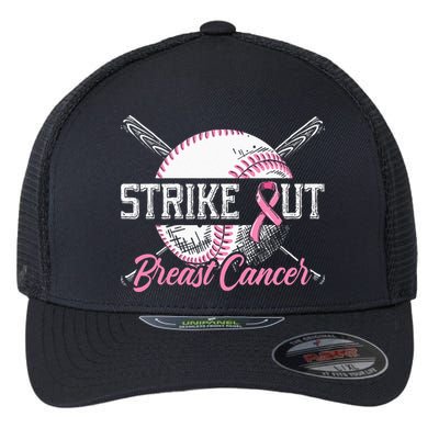 Strike Out Breast Cancer Baseball Breast Cancer Awareness Flexfit Unipanel Trucker Cap