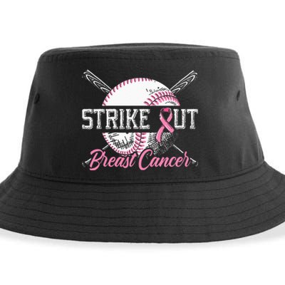 Strike Out Breast Cancer Baseball Breast Cancer Awareness Sustainable Bucket Hat