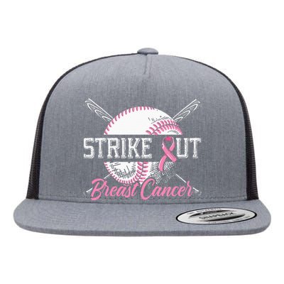 Strike Out Breast Cancer Baseball Breast Cancer Awareness Flat Bill Trucker Hat