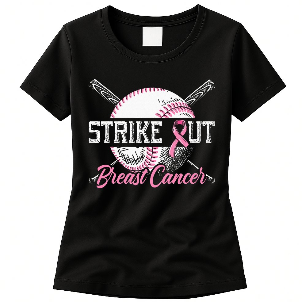 Strike Out Breast Cancer Baseball Breast Cancer Awareness Womens T-Shirt