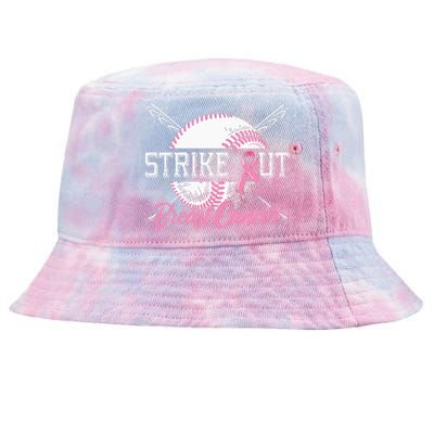 Strike Out Breast Cancer Baseball Breast Cancer Awareness Tie-Dyed Bucket Hat