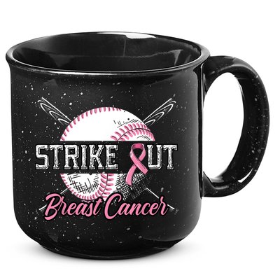 Strike Out Breast Cancer Baseball Pink Ribbon 15oz Campfire Ceramic Mug