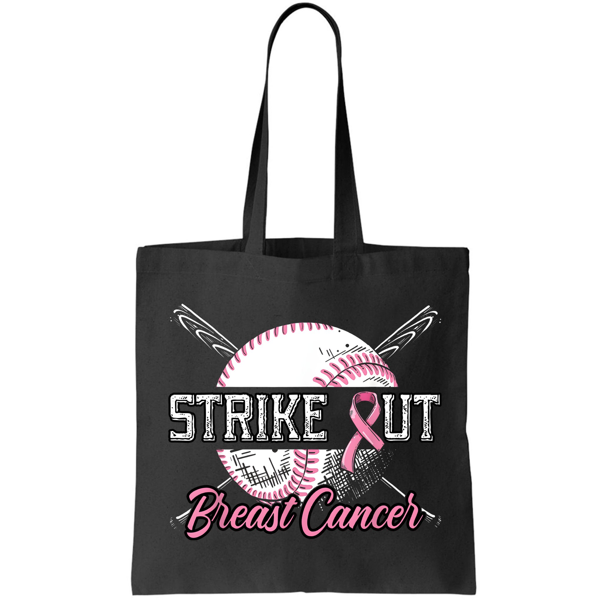 Strike Out Breast Cancer Baseball Pink Ribbon Bag
