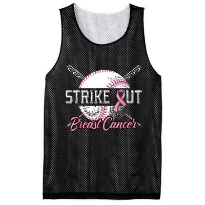 Strike Out Breast Cancer Baseball Pink Ribbon Mesh Reversible Basketball Jersey Tank