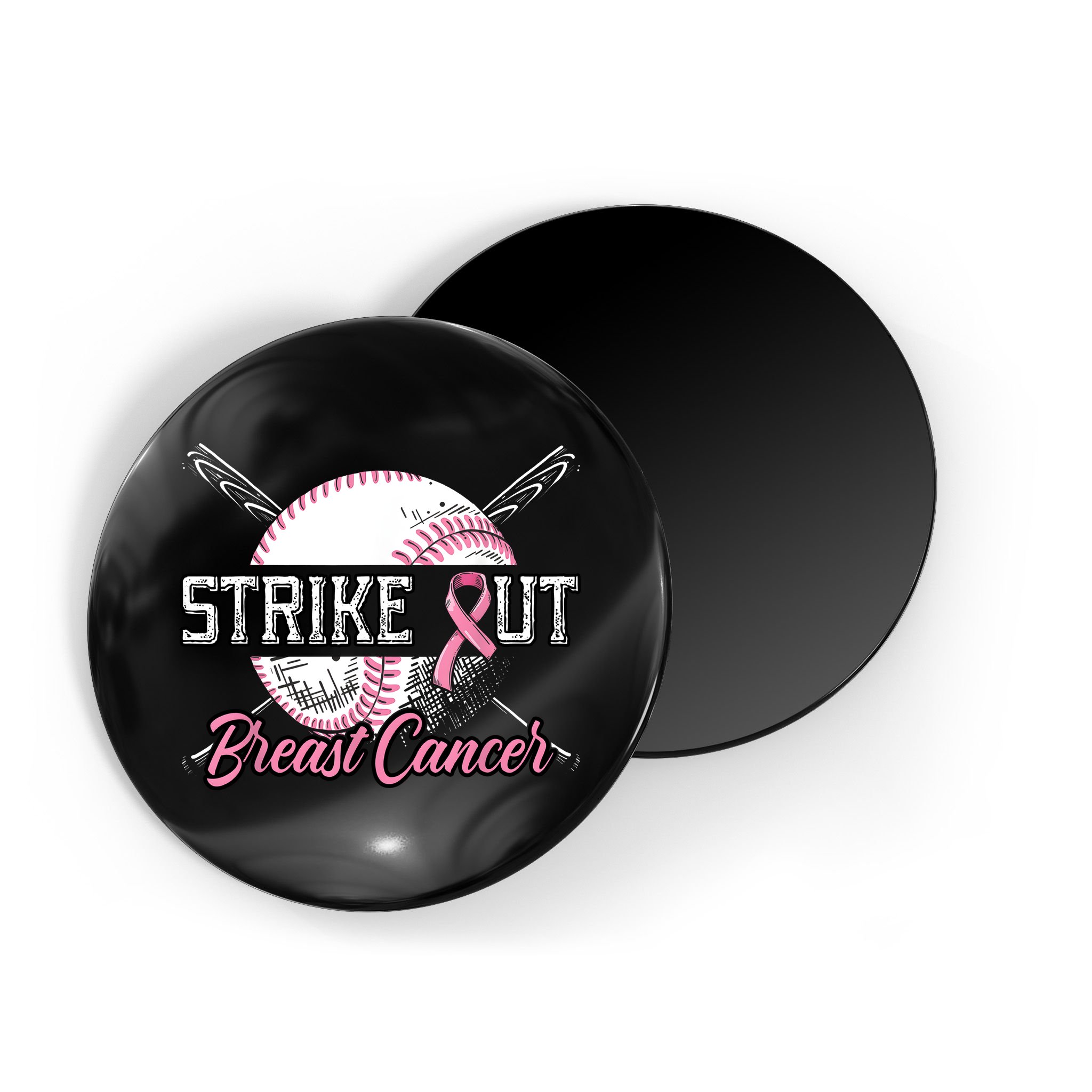 Strike Out Breast Cancer Baseball Pink Ribbon Magnet