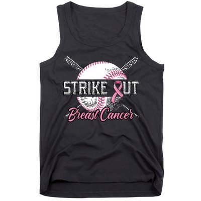 Strike Out Breast Cancer Baseball Pink Ribbon Tank Top