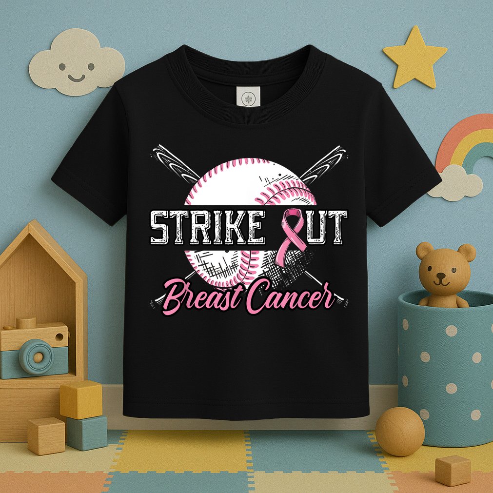 Strike Out Breast Cancer Baseball Pink Ribbon Toddler T-Shirt