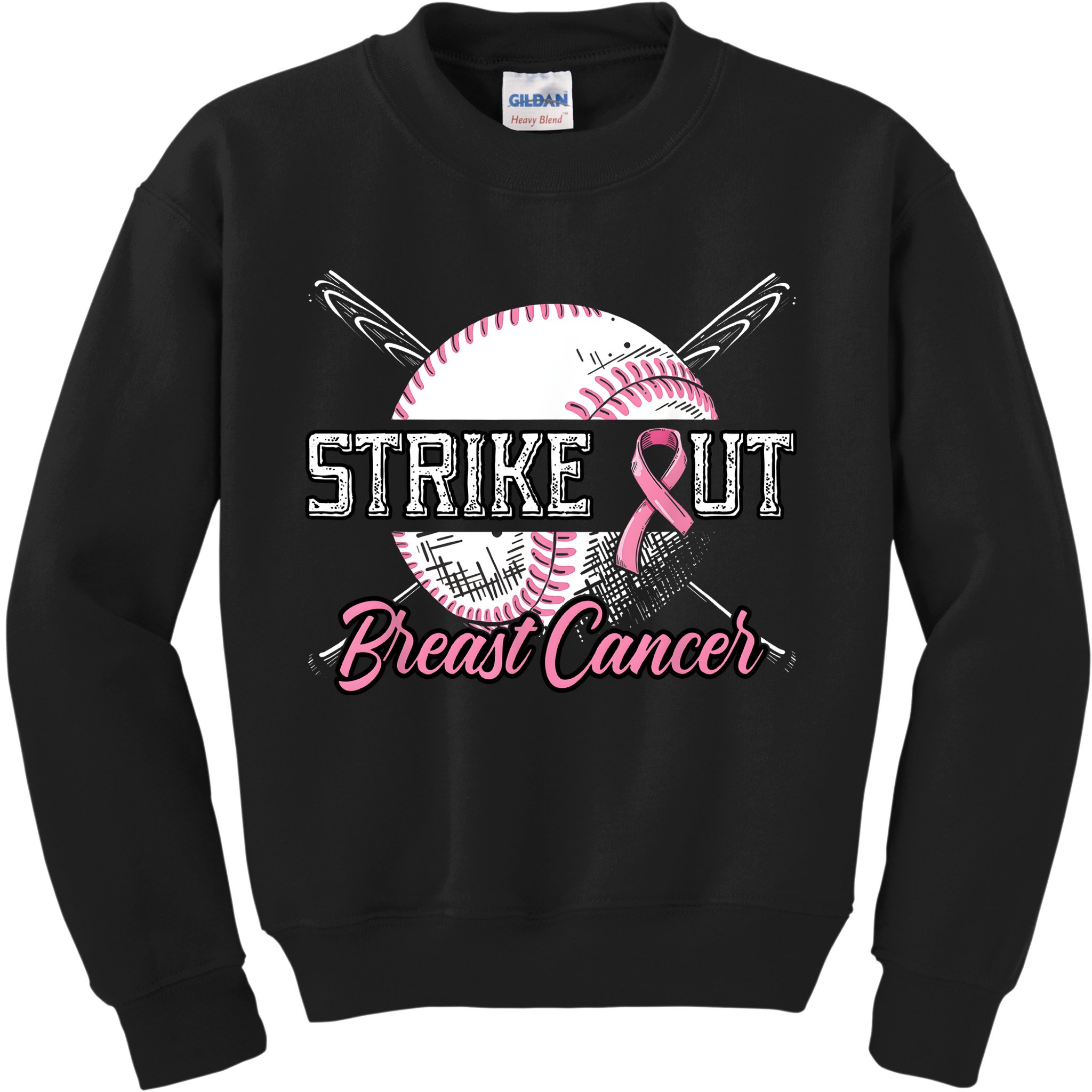 Strike Out Breast Cancer Baseball Pink Ribbon Kids Sweatshirt
