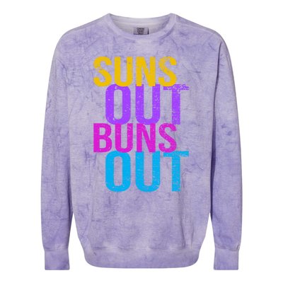 Suns Out Buns Out Print Funny Summer Product Funny Gift Colorblast Crewneck Sweatshirt