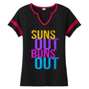 Suns Out Buns Out Print Funny Summer Product Funny Gift Ladies Halftime Notch Neck Tee