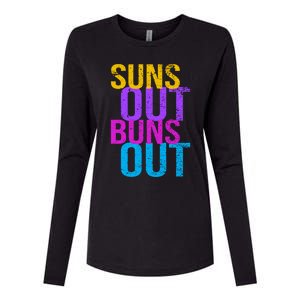 Suns Out Buns Out Print Funny Summer Product Funny Gift Womens Cotton Relaxed Long Sleeve T-Shirt