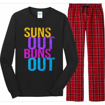 Suns Out Buns Out Print Funny Summer Product Funny Gift Long Sleeve Pajama Set