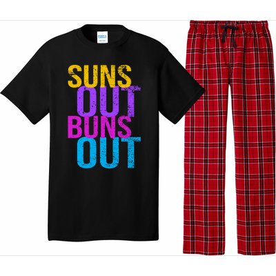 Suns Out Buns Out Print Funny Summer Product Funny Gift Pajama Set