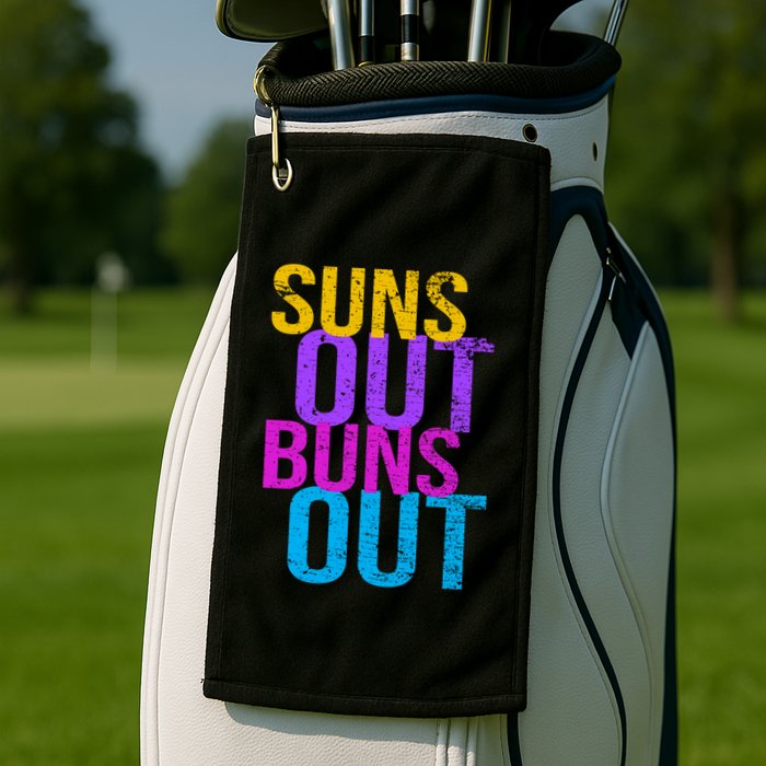 Suns Out Buns Out Print Funny Summer Product Funny Gift Golf Towel
